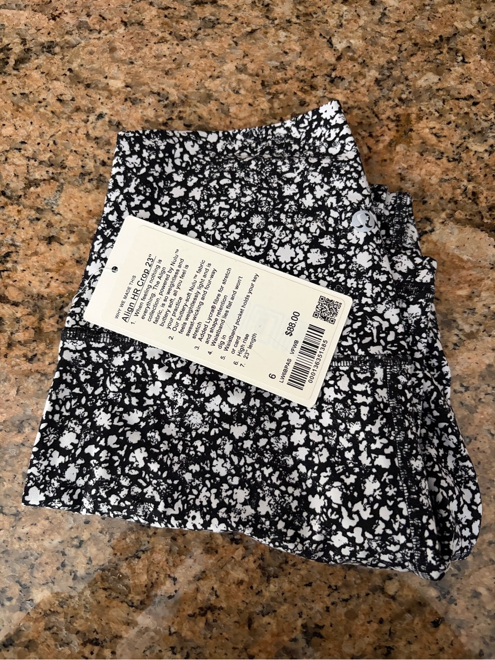lululemon athletica Girls' Black & White Floral Leggings